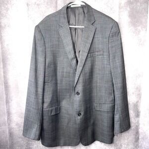 Lauren Ralph Lauren Mens 46L 100% Wool Gray Suit Blazer Jacket Micro Houndstooth